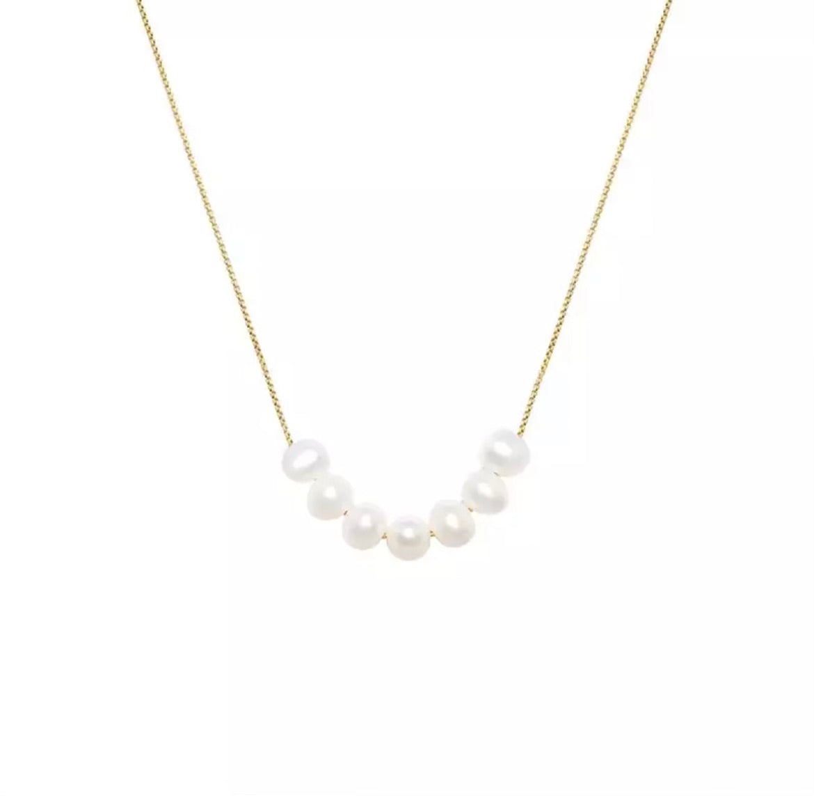 Fresh Water Pearls Gold Chain Necklace