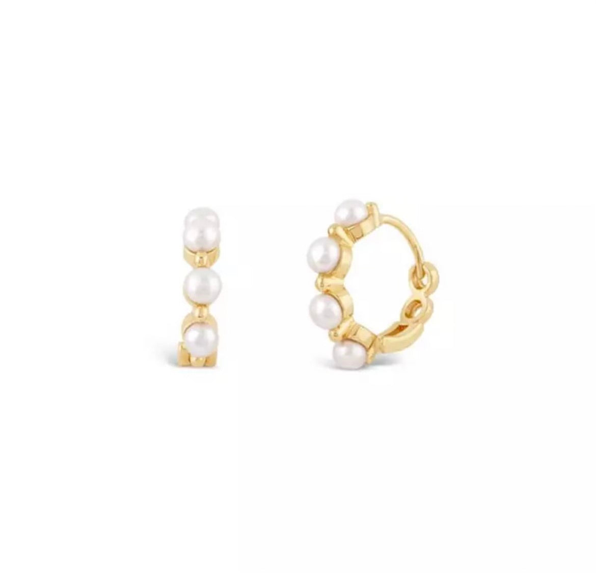 Fresh Water Pearl Infinity Huggie Gold Earrings