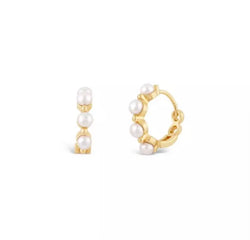 Fresh Water Pearl Infinity Huggie Gold Earrings