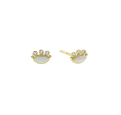 Opal Crown Quartz Minimalist Stud Earrings