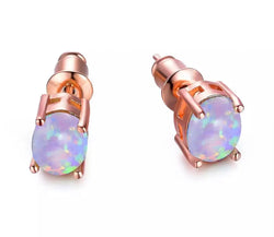 Rose Gold Opal Stud Earrings