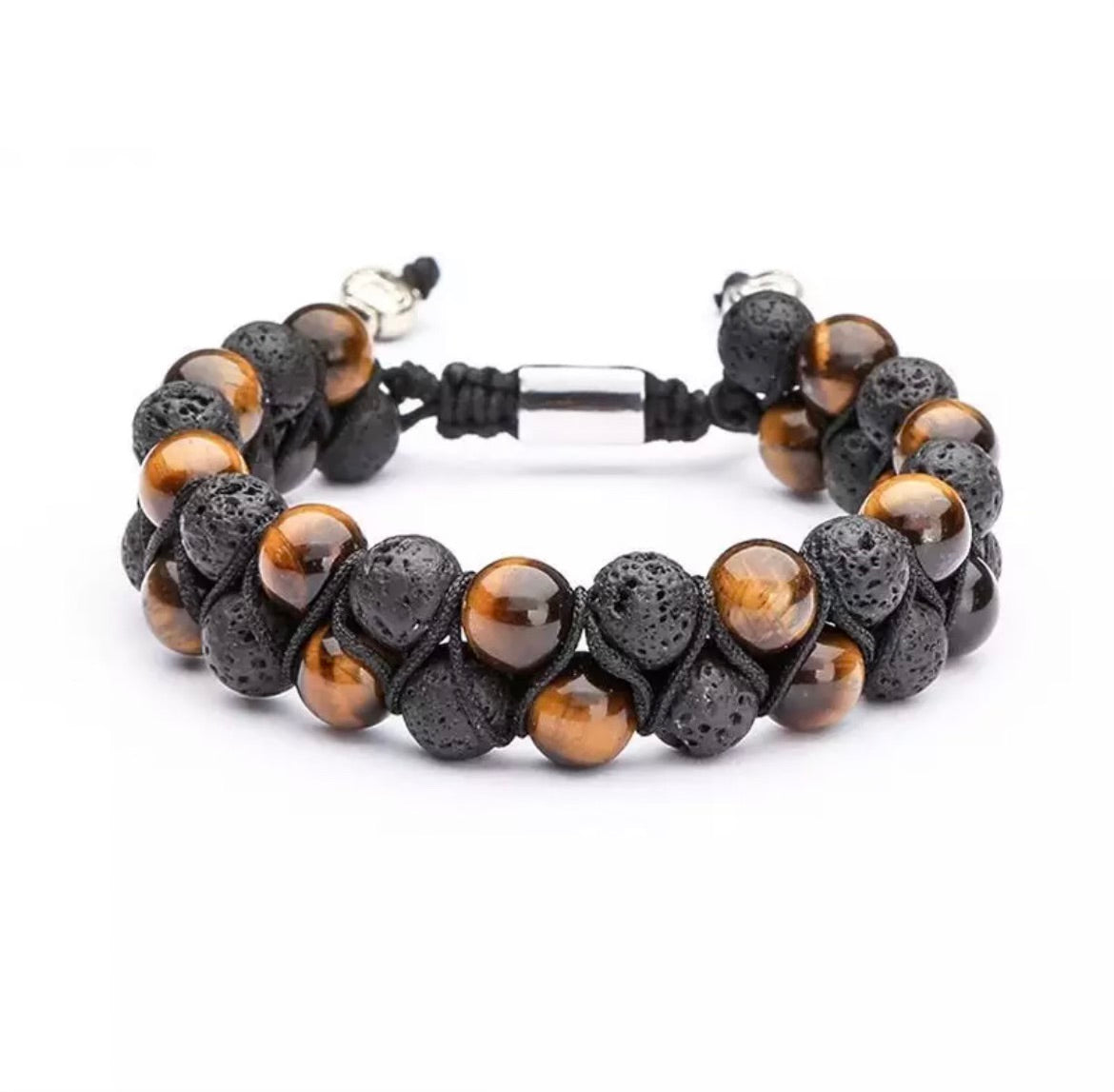 Double Tigers eye & Lava Bracelet