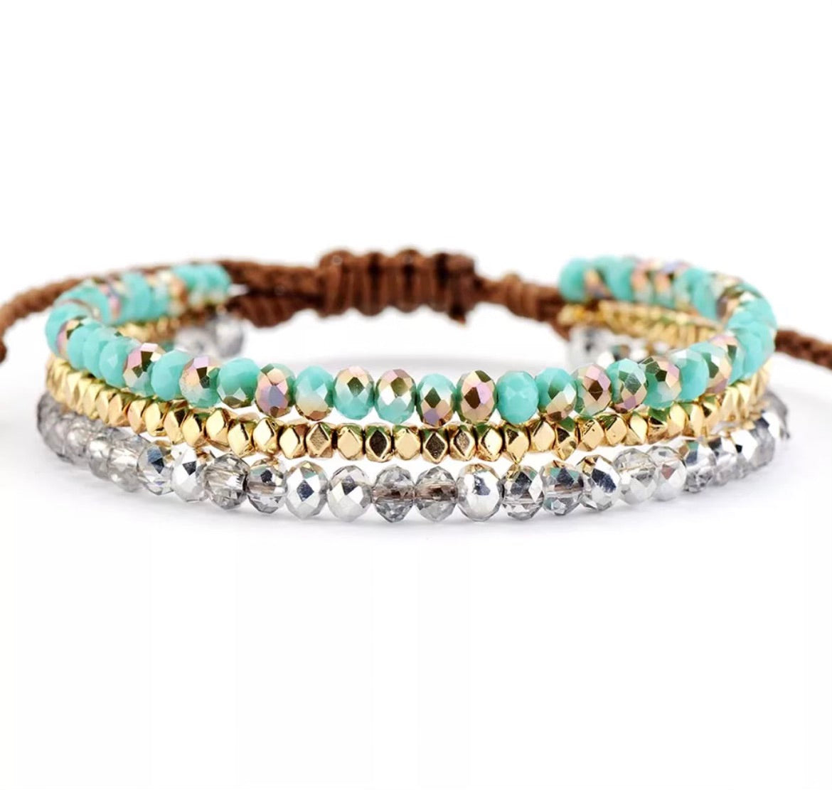 Triple Stone Adjustable Bracelet