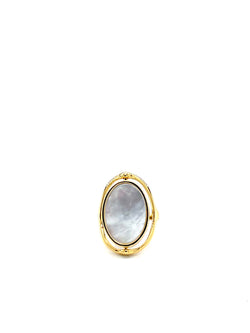 24K Gold Reversible Mother Of Pearl & Abalone Ring