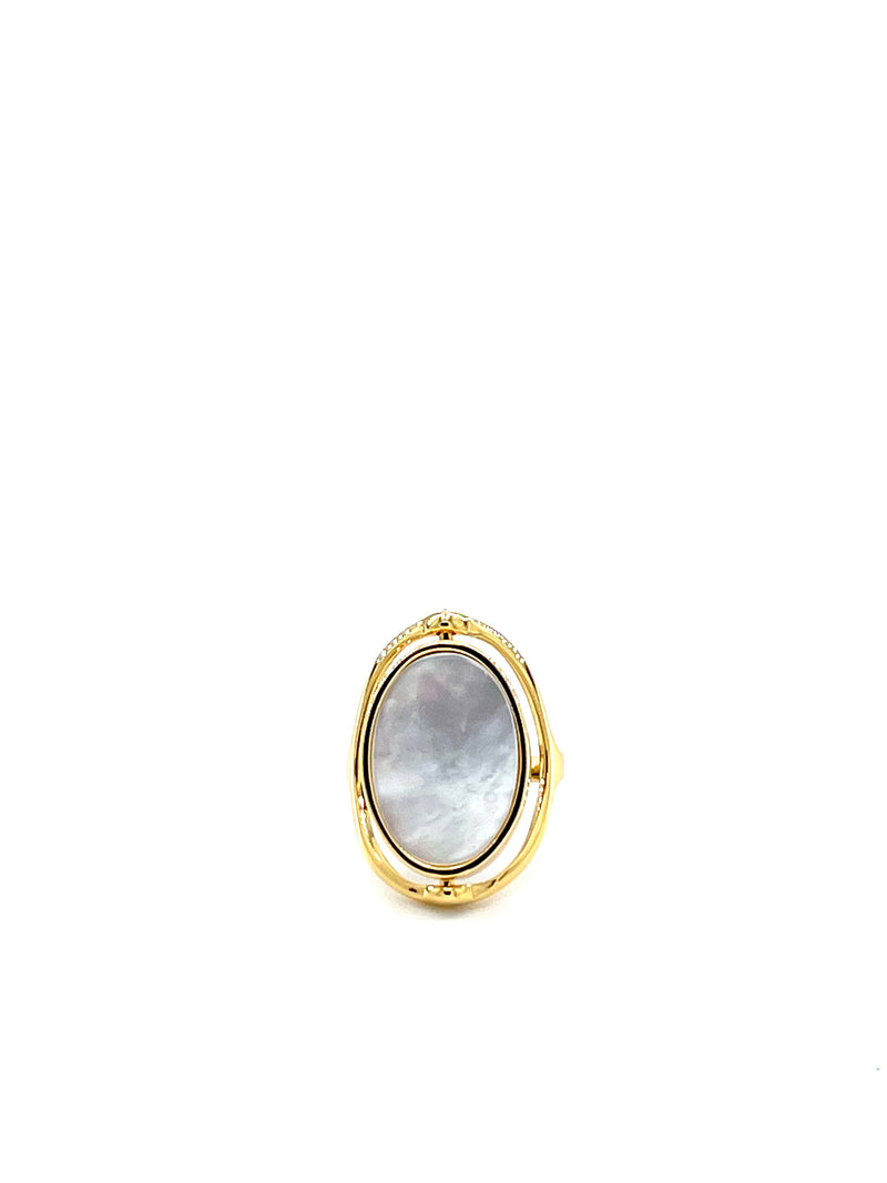 24K Gold Reversible Mother Of Pearl & Abalone Ring
