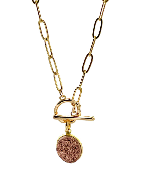 Oval Copper Druzy Toggle Necklace