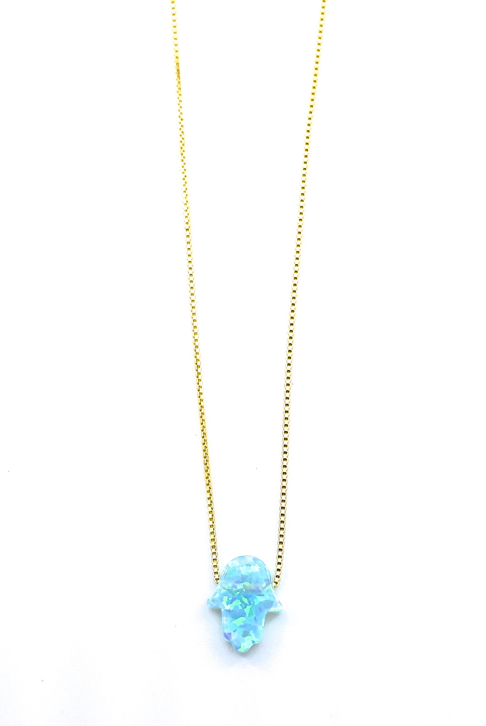 Gold Fire Opal Hamsa Necklace