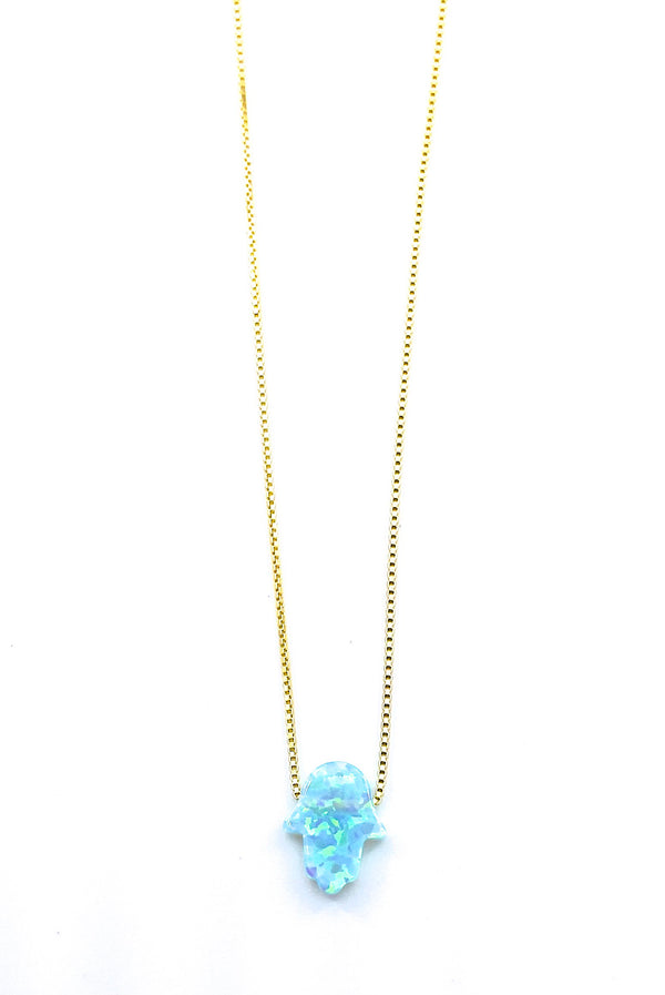 Gold Fire Opal Hamsa Necklace