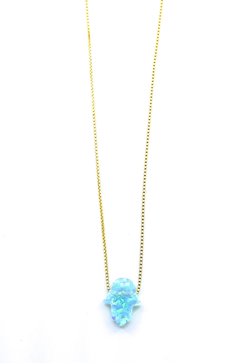 Gold Fire Opal Hamsa Necklace