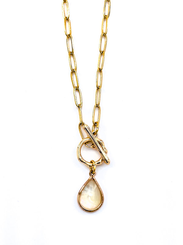 Mother Of Pearl Toggle Gold Necklace