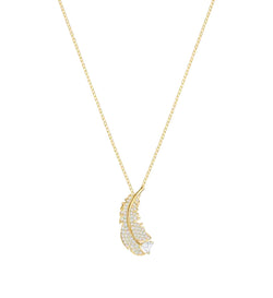 Gold Leaf Pave Quartz Necklace