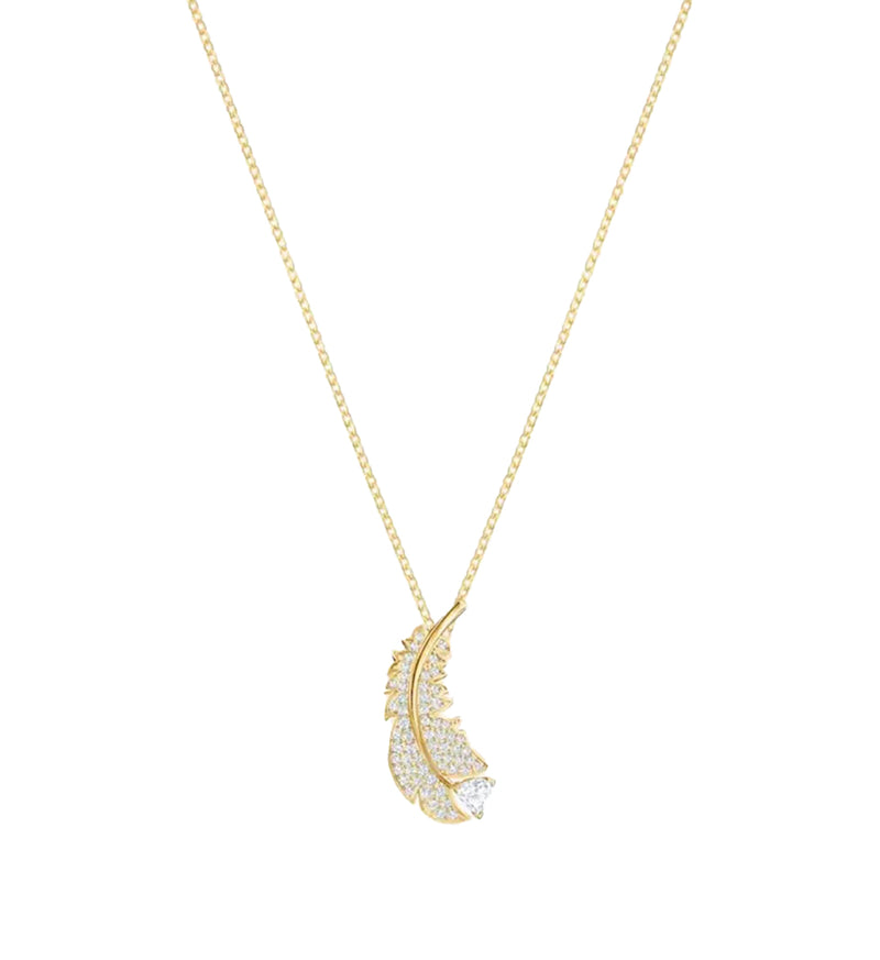 Gold Leaf Pave Quartz Necklace