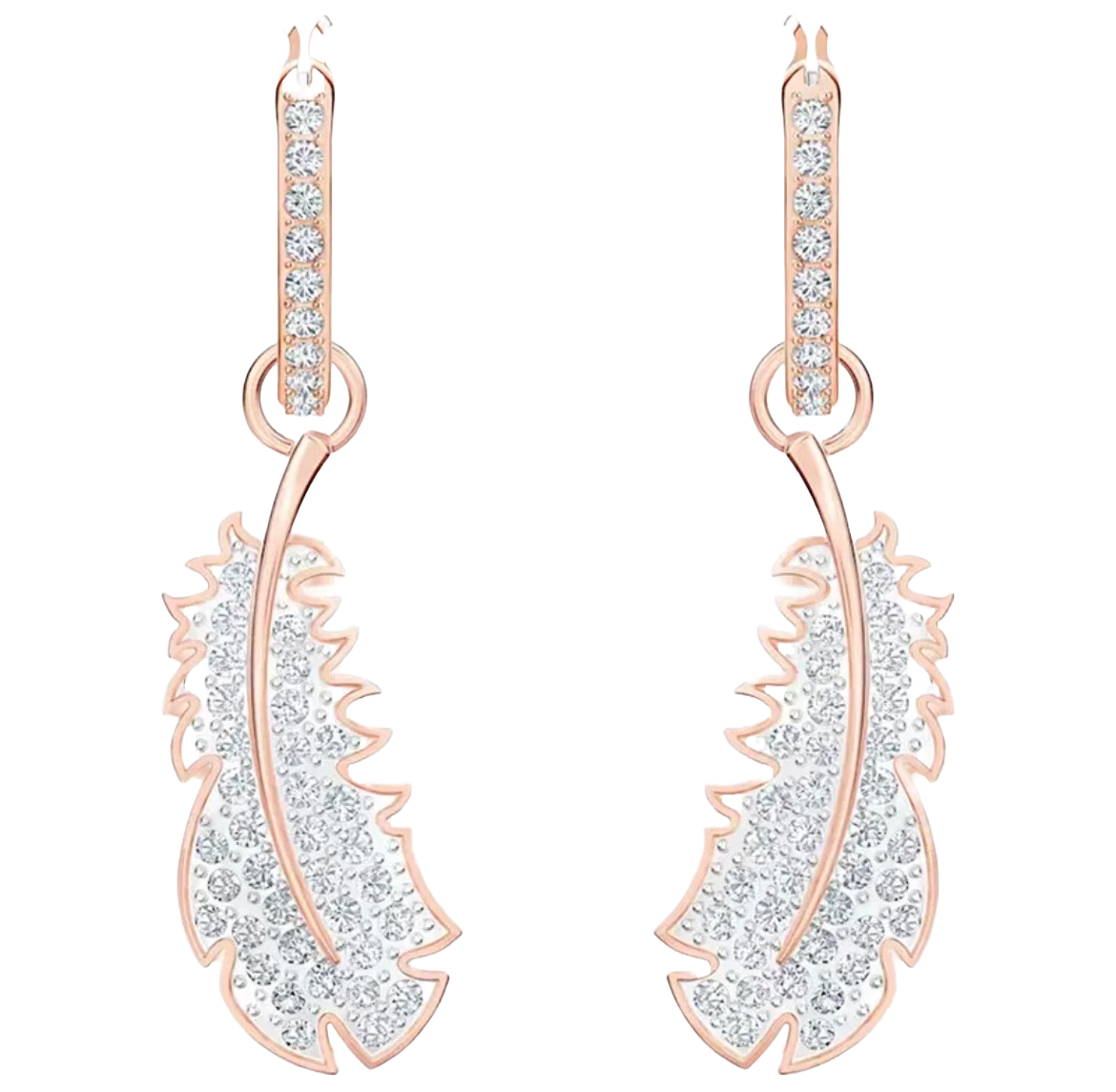 Rose Gold Pave Leaf Earrings