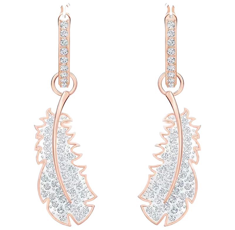 Rose Gold Pave Leaf Earrings