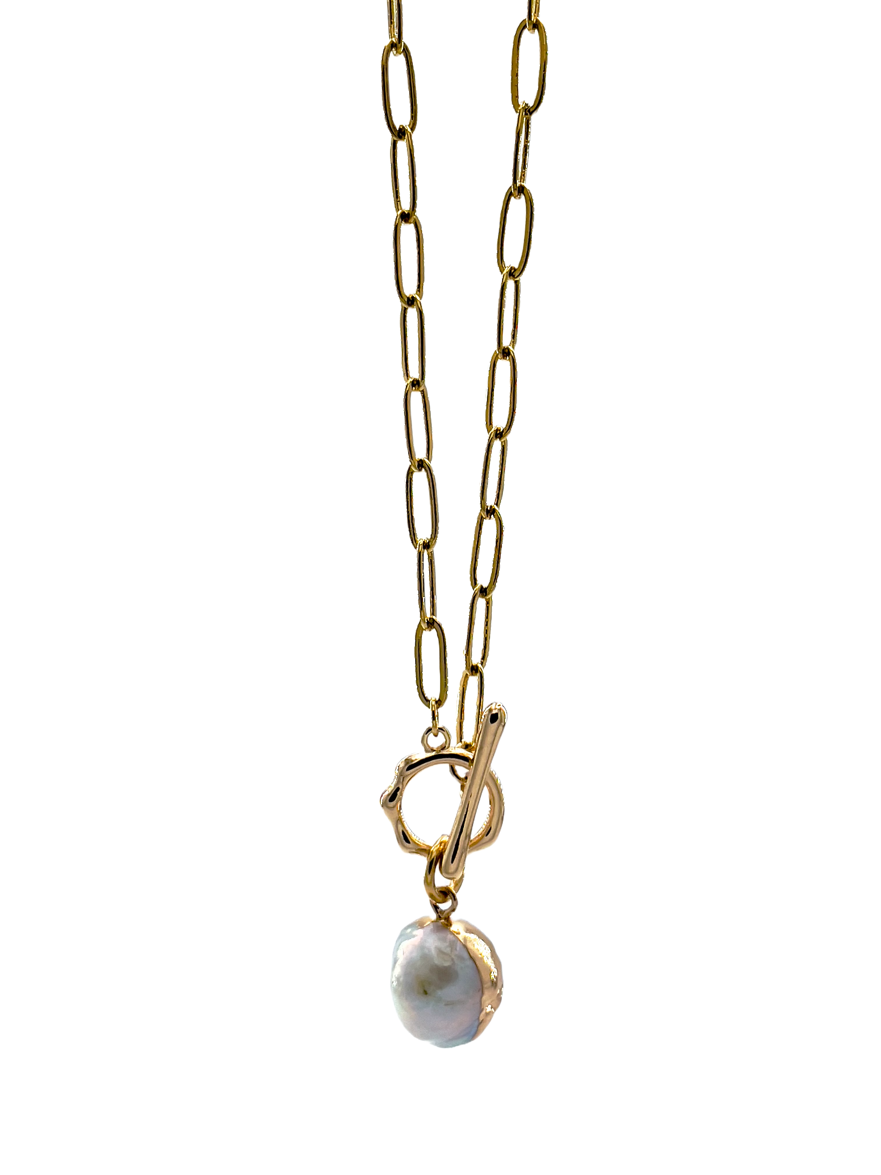 Fresh Water Pearl Toggle Gold Necklace