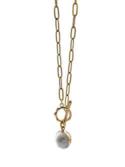 Fresh Water Pearl Toggle Gold Necklace
